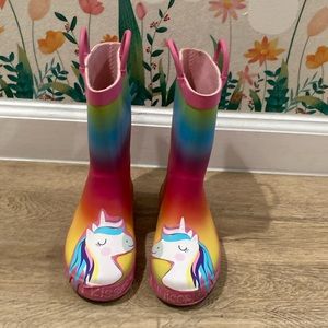 Kids Rain Boots Waterproof Printed Rubber boots with Handles
